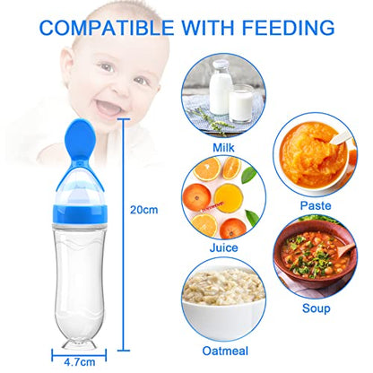 Food Feeder Baby Fruit Feeder Pacifier (3 Pcs) with 6 Different Sized Silicone Pacifiers 2 PCS Silicone Babies Food Dispensing Spoon 90ML with 2 Baby Spoons Bottle Brush Pacifier Clip - color: 01-Multicolor