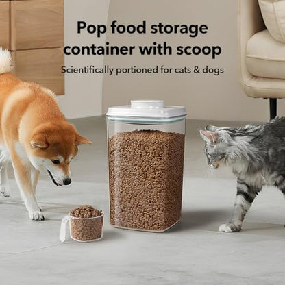 Dog Food Storage Container with 130ml Scoop – 4L/4.2qt Airtight Dog Food Container for Kibble & Treats, BPA-Free Cat Food Storage Container, Stackable Pop Lid Plastic Container with Lid (4.2Qt*2) - color: 4.2Qt*2
