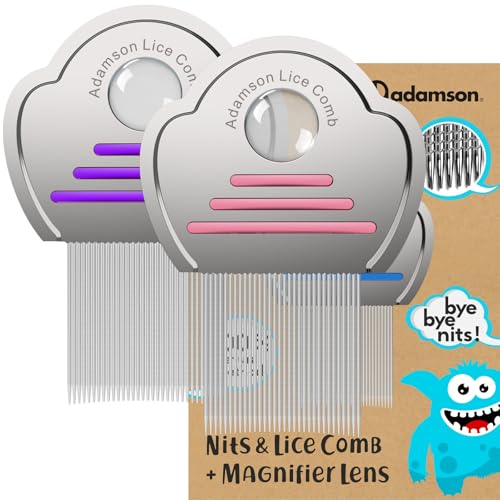Lice Comb for Kids 2-Pack – Nit Comb with Magnifier, All Hair Types