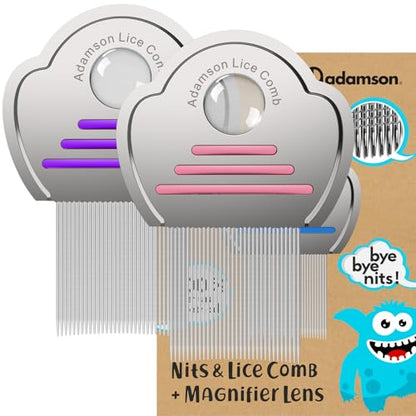 Lice Comb for Kids 2-Pack – Nit Comb with Magnifier, All Hair Types