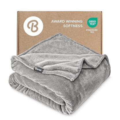 Bare Home Fleece Blanket Luxury Microplush (Full/Queen, Light Grey) - color: 03 - Light Grey, size: Full/Queen