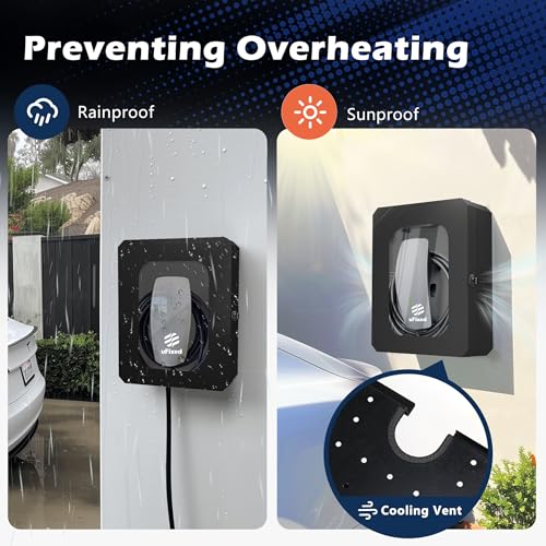 Outdoor EV Charger Enclosure Wall Box with Lock for Tesla Wall charger and Chargepoint with Holder | Weatherproof Visible, Easy to Install, Black