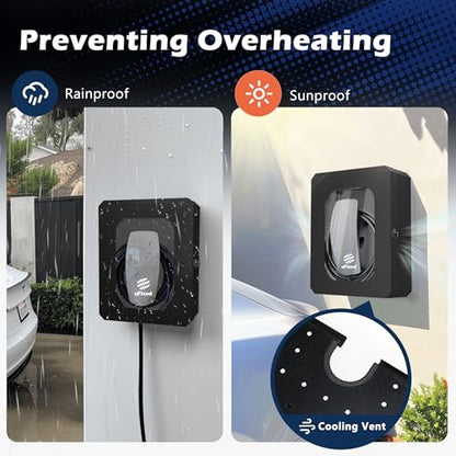 Outdoor EV Charger Enclosure Wall Box with Lock for Tesla Wall charger and Chargepoint with Holder | Weatherproof Visible, Easy to Install, Black