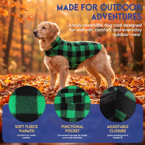 ASENKU Reversible Dog Winter Coat, Dog Jacket for Small Medium Large Dogs - color: Green, size: Small