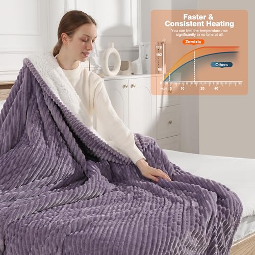 Electric Blanket Queen Heated Blanket Queen Size 84"x90" Dual Control - color: Lavender, size: Queen(84"x90")