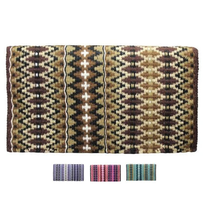 Tahoe Tack Reya Western Show Saddle Blanket – Handwoven 100% New Zealand Wool, Oversized 34" x 38", Heavyweight 5+ lbs, Vibrant Design, Ideal for Layering at Shows, Parades & Rodeos - color: Tan/Brown/Turquoise/Black/White