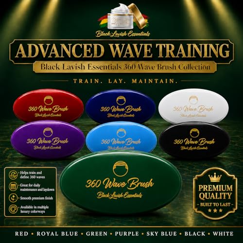 360 Wave Brush, Build Deeper Waves, Soft & Hard Boar Bristle Curved Brush, Black Lavish Essentials Signature (Medium-Hard, Emerald Green) - color: Emerald Green, size: Medium-Hard