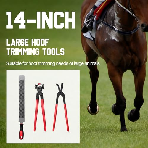 11 Pcs 14 Inch Farrier Tools Kit Horse Shoeing Tools Hoof Trimming Set with Storage Bag for Horses Cattle Sheep and Donkeys