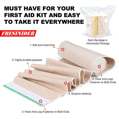 FRESINIDER Premium Elastic Bandage Wrap, 6-Pack Mix, Hook-and-Loop Closure - color: 6 Pack Mix (2, 4, 6 Inches)