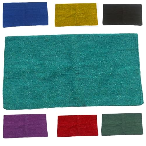 Majestic Ally Solid Color 34"x 36" Traditional Acrylic Saddle Blanket with Hemline Edges-3.7 lbs (Turquoise) - color: Turquoise