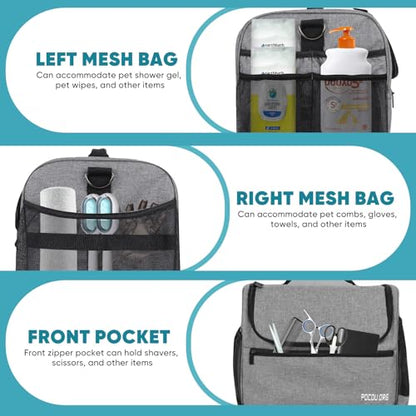 Pet Travel/Grooming Supplies Organizer Carry Bag - Compatible with Oneisall/Neabot Dog Grooming Vacuum, Large Capacity - Bag Only (Gray) - color: Gray