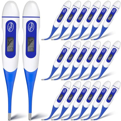 TrelaCo 20 Pcs Digital Thermometers, Oral Fast Reading, Blue | Fever Basal Temperature Measurement, Flexible Tip Underarm Rectal Oral, Thermometer for Adults - size: Blue