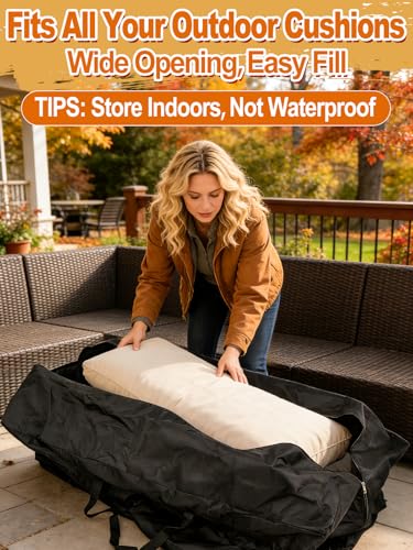 Aulock 140 Gallon Extra Large Outdoor Storage Bag for Pools | 600D Oxford Heavy-duty Patio Cushion Storage, Pool Cover Accessories Storage, with 4 Carrying Handles, 56''x24''x24''