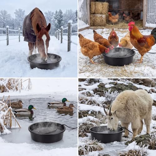 Sadnyy 250w Heated Water Bowl, 1 Gallon Thermostatic Animal Waterer