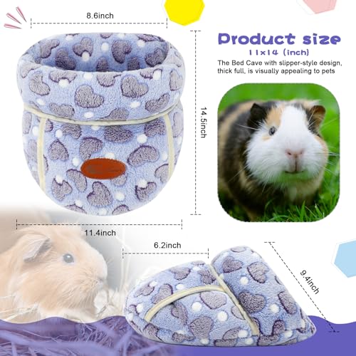 YUEPET Guinea Pig Bed, Warm Fleece Cuddle Cave, Purple Heart - color: Purple Heart, size: 1PCS