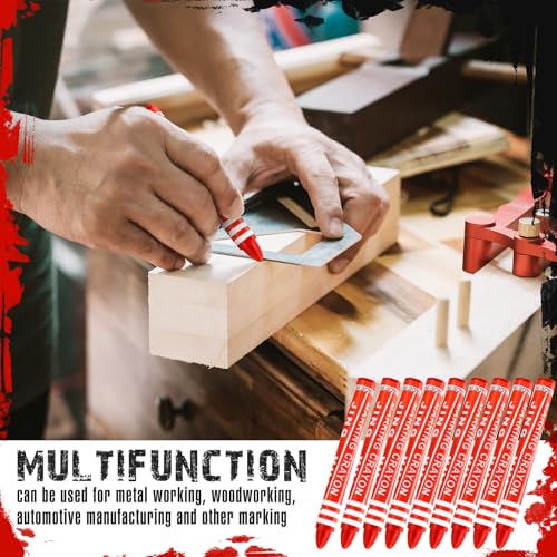 MotiMind 60 Pcs Industrial Lumber Crayons Bulk Wax Tire Marker Construction Marker for Craft Detailed Marking on Lumber Metal Carton Ceramics Concrete Glass Plastic 4.45" x 0.43" (Red) - color: Red