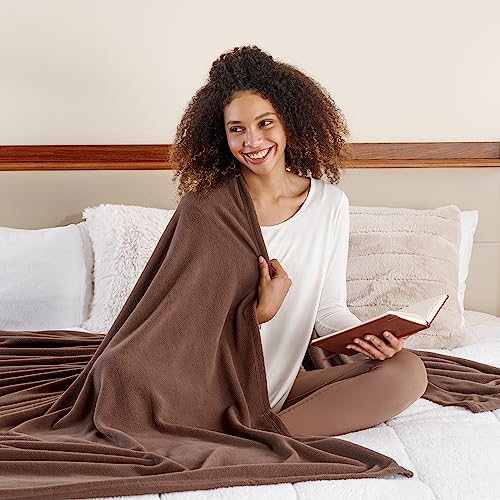 Berkshire Blanket Microfleece Queen Size Bed Blanket Taupe, Lightweight Soft Breathable Plush Micro Fleece Blanket for Bed Couch Sofa, 90x90 Inches - color: Foal, size: Full/Queen