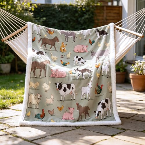 Sleepwish Farm Animals Sherpa Fleece Throw Blanket, Gifts for Kids 50x60 - color: Farm Animals, size: Throw