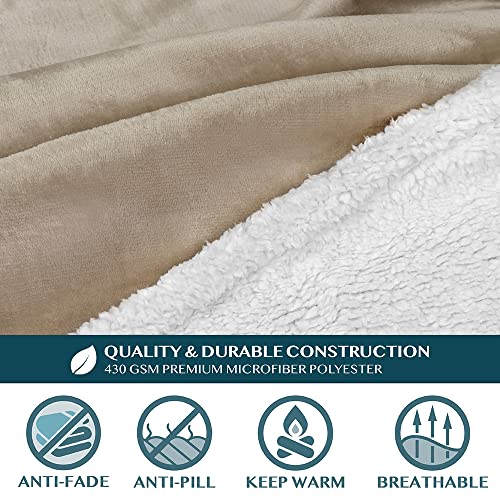 PAVILIA Sherpa Wearable Blanket with Sleeves and Pocket, Plush Thick Cozy Body Blanket Wrap for Adult Women Men, Christmas Gift for Wife Mom, Taupe Tan - color: Taupe
