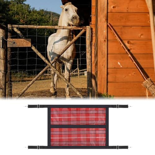 Stall Guard for Horse Barn Guard for Goats, Cows Easy Install 59.1 inch x 18.9 inch Gear Stable Supplies Stall Gate Guard, Red - color: Red