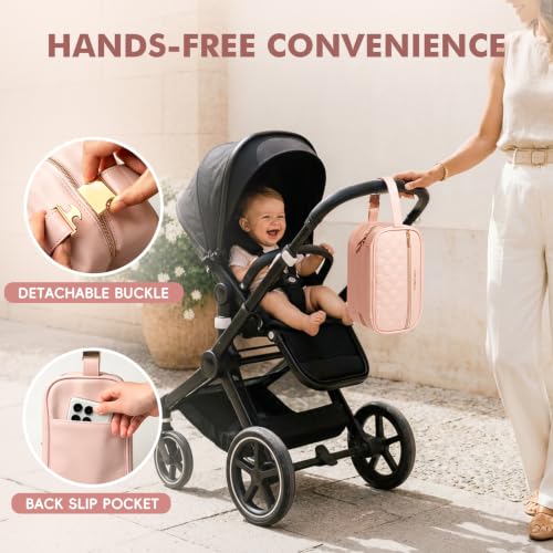 Breast Milk Cooler Travel Bag with 3 Ice Pack, Waterproof Breastmilk Cooler Storage Bag, Portable & Versatile Insulated Cooler Bag with Buckle Handle for Nursing Mom Daycare, Travel, Pink - color: Pink