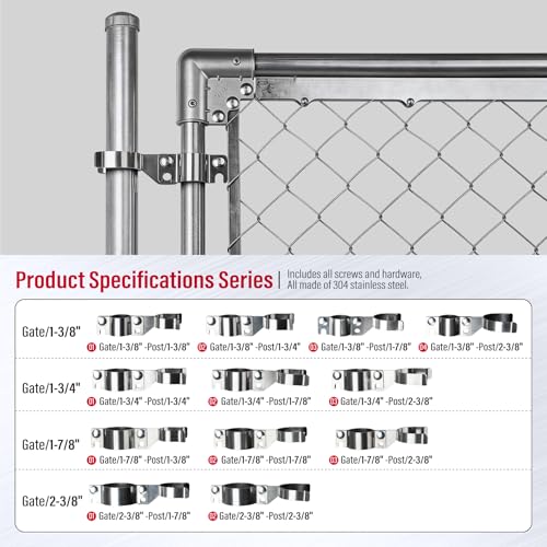 Stainless Steel 1-3/8" x 1-7/8" Chain Link Gate Latch （Fit 1-3/8" Gate Frame）, Heavy Duty Chain Link Fence Gate Fork Latch with Hole for Padlock 1Pack - color: 1-3/8"x1-7/8"