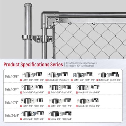 Stainless Steel 1-3/8" x 1-7/8" Chain Link Gate Latch （Fit 1-3/8" Gate Frame）, Heavy Duty Chain Link Fence Gate Fork Latch with Hole for Padlock 1Pack - color: 1-3/8"x1-7/8"