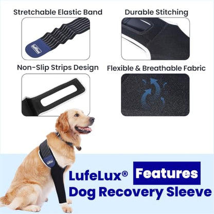 Dog Front Leg Sleeve, XLarge, Comfortable, Breathable Material, Adjustable Elastic Band, for Hot Spots, Wounds, Bandages | Prevent Licking Ensure Faster Recovery, Cone Alternative, Breathable Material, Stretchy Elastic Band, For Hot Spots, Wounds - size: