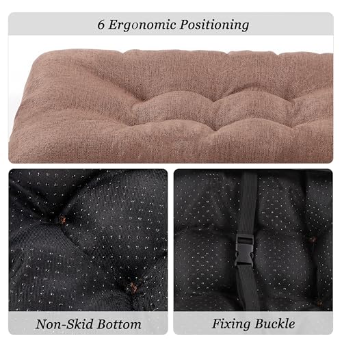 Rectangular Stool Cushion Set of 2, Soft Saddle Stool Cushions with Ties, Nonslip and Washable, Brown, 18 x 10.5 x 4 Inch - color: Brown, size: Pack of 2