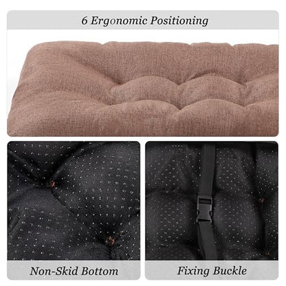 Rectangular Stool Cushion Set of 2, Soft Saddle Stool Cushions with Ties, Nonslip and Washable, Brown, 18 x 10.5 x 4 Inch - color: Brown, size: Pack of 2