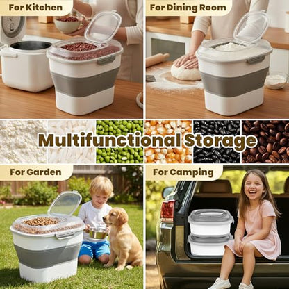 HOYTAMDAR 50Lbs Collapsible Rice Container,Airtight Food Storage container - color: Clear/50lbs