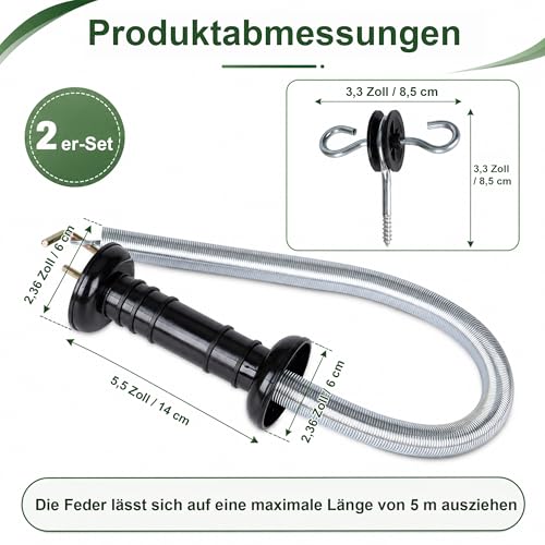 2 Set Electric Fence Spring Gate Handles Kit with Spring, 13 Feet Tension Spring, Handle Set with Anchors, Electric Fence Connectors