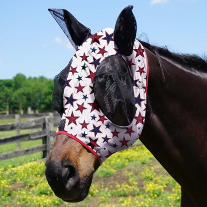 Harrison Howard Super Comfort Stretchy Fly Mask Large Eye Space with UV Protection Soft on Skin with Breathability Dream Star M Cob - color: Dream Star, size: Cob (Medium)