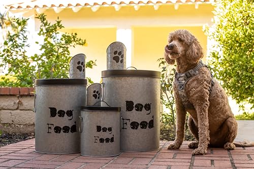 Small Dog Up To 20lb Pet Food Storage Canister Dog Bin with Scoop – Durable & Airtight for Freshnesss, Minimalist Design & Recyclable, Small Metal Container for Kitchen Countertop - size: Small Dog 20lb