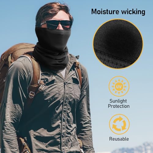 TICONN Neck Gaiter for Men Women, Cooling Bandana Face Mask Cover Gator - color: Black-2pk, style: Quick Dry