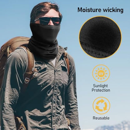 TICONN Neck Gaiter for Men Women, Cooling Bandana Face Mask Cover Gator - color: Black-2pk, style: Quick Dry