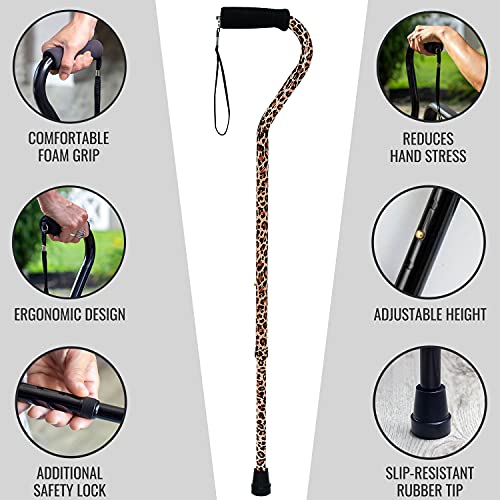 DMI Adjustable Designer Cane with Offset Handle - color: Leopard, size: 1 Count (Pack of 1)