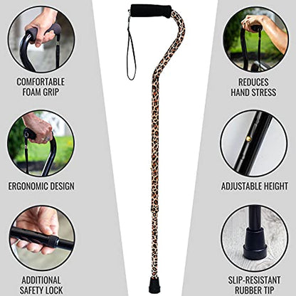 DMI Adjustable Designer Cane with Offset Handle - color: Leopard, size: 1 Count (Pack of 1)