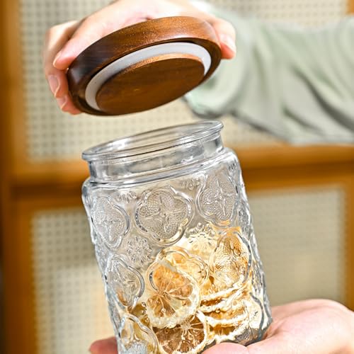 Adodeen Glass Storage Containers With Lids, Glass Jars With Lids, 24OZ - color: Window-24oz