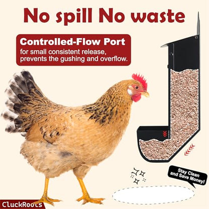Chicken Coop Accessories Oyster Shell Feeder & Chicken Grit Feeder Set, No-Waste All‑Weather Thick‑Wall Design, Lift-Off Wall-Mounted Gravity Dispenser w/Rain Lid, Chickens Gifts for Chickens Lovers - color: Combo-Black/Red