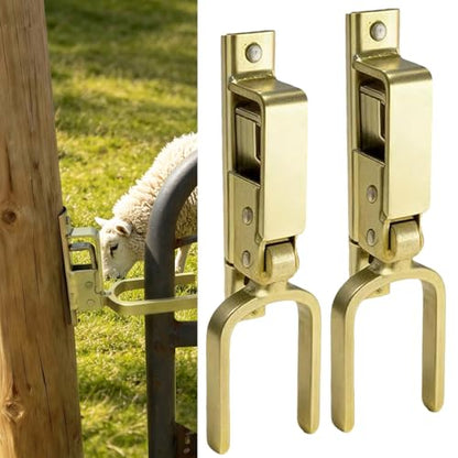 2PCS Fast Locking Gate Latch-Heavy Duty Stainless Steel Spring One-Hand Instant Locking Gate Latch for Farm, Ranch & Backyard