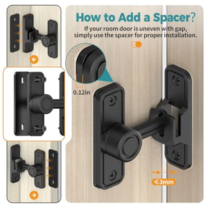 Barn Door Lock 2.4" 90/180 Flip Gate Latch, Black 4-Pack - color: Black-4 Pcs