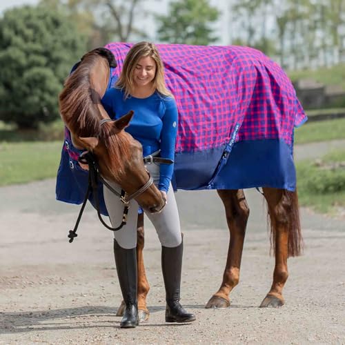 Equinavia Norse Fleece Lined Turnout Blanket - Galaxy Blue/Pink Flambe - 84 in - color: Galaxy Blue/Pink Flambe, size: 84 in