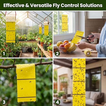 Qualirey 20 Pcs Giant Sticky Fly Traps, Fly Strips for Indoor Outdoor Hanging Flying Tapes Non Toxic Ribbon Fruit Gnat Killer for Mosquito Plants House Horse Stable