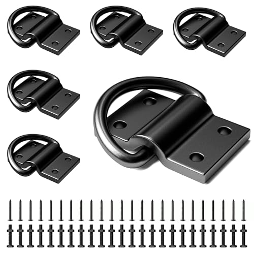 6PCS Heavy Duty D Rings Trailer Tie Down Anchor, Ultra Durable 6500LB Breaking Strength D Ring Tie Down for Truck Bed, Trailer, with Screws - size: 6 Pieces