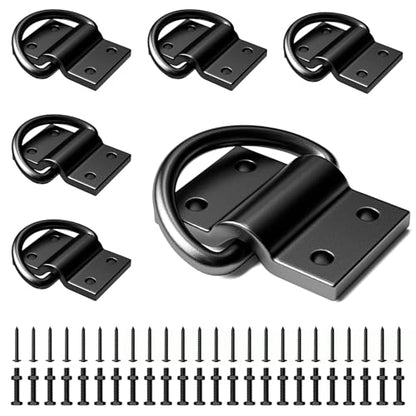 6PCS Heavy Duty D Rings Trailer Tie Down Anchor, Ultra Durable 6500LB Breaking Strength D Ring Tie Down for Truck Bed, Trailer, with Screws - size: 6 Pieces