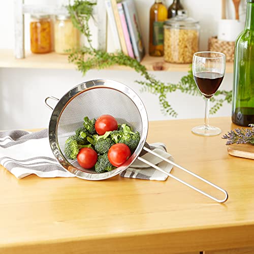 RSVP International Endurance Kitchen Collection, Stainless Steel Fine Mesh Conical Sieve/Colander, Multi-Purpose for Cooking, Baking, Loose Leaf Tea, Bar Strainer Cocktails, 8-Inch - size: 8-Inch