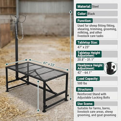 Premium Sheep Stand, Goat Stand & Functional Hoof Stand - Adjustable Design for Sheep Grooming, Goat Milking & Hoof Trimming, Sturdy Build for All Farm Animal Care Needs