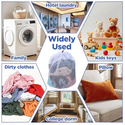 20 Pack Mesh Laundry Bags Bulk with Drawstring 24x20'' Hanging Dry Cleaning