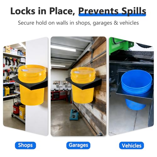 SPARKWHIZ 5 Gallon Bucket Holder with 11.5" ID | for Race Trailer, Garage, Shop, Enclosed Trailer